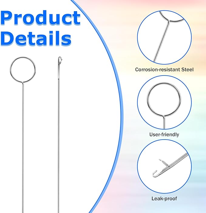 Giantree 6-Piece Circular Sewing Tool, Beaded Needle Hook, Silicone Beaded Loop Tubular Circular Sewing Supplies, Tongue-Shaped Crochet Tool with Locking Hook for DIY Fabric Tubular Strips.