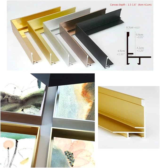 GVS-ART DIY Metal Floating Frame for 30X40 Canvas Painting Art,1 1/4"(3.2cm) Depth, Floater Frame,Mental Frame Kit, Cut to Pieces,Not Include Canvas or Mat. Brushed Silver Frame