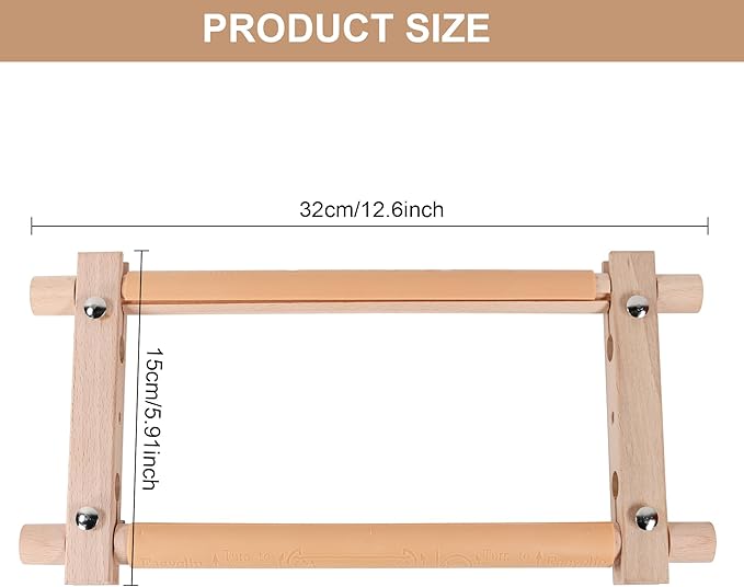 Small Beech Wood Tapestry Embroidery Frames, Scroll Stitching Holder for Cross Stitch, Needlepoint, Quilting & Sewing Projects