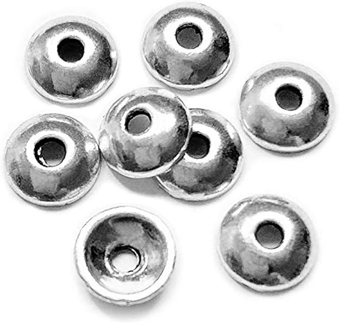 Heather's cf Flower Bead Caps Custom Fancy Charm Jewelry Making Spacer Kit Findings Bulk Vintage for Bracelets Earrings Necklaces Rings Beading Supplies Craft Non Tarnish DIY (Smooth Silver - 400 Pcs)