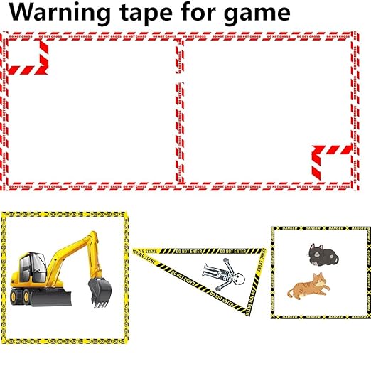 YUBX Caution Line Washi Tape Set 16 Rolls Yellow Red Boundary Masking Transportation Toy Decorative Tapes for Arts, DIY Crafts, Journals, Planners, Scrapbook, Wrapping