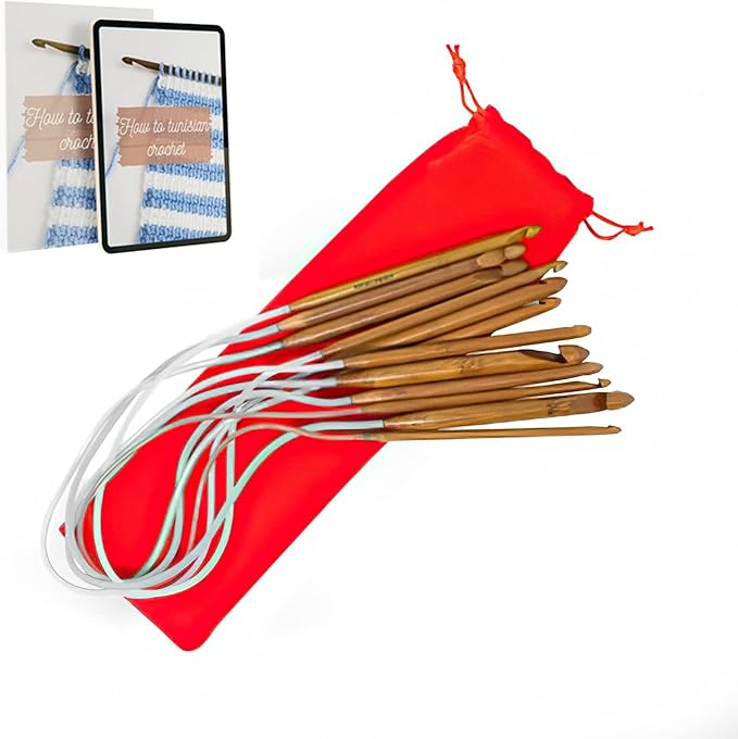 KnitPal 16-inch (40cm) Circular Crochet Hooks Double Ended Tunisian Crochet Hooks Set with Cable for Afghan Crocheting in the Round - 6 US Sizes: J/6mm, K/6.5mm, L/8mm, M/9mm, N/10mm, O/12mm