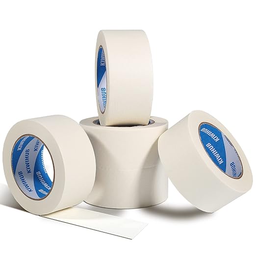White Painters Masking Tape,2" x 60 Yards x 5 Rolls - Medium Adhesive White Masking Tape for Painting,Labeling,DIY Crafting,Decoration and School Projects