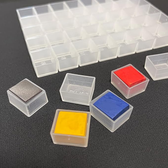 150Pcs Transparent Plastic Empty Watercolor Half Pans – 2ML Capacity, Refillable Paint Pans for DIY Solid Watercolors, Gouache – Fits Metal Watercolor Tins & Travel Palette Box
