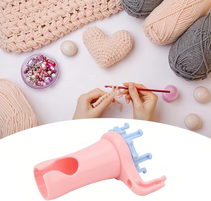 Tiiyee Knitting Spool, Mini Knitter Set Loom Crochet Hook Kit Knitted Wool Yarn Rope Maker Small Knit Plastic Tools Weaving Tool with Peg Prong Round Pull Needle Weaver for Creativity DIY Craft Scarf