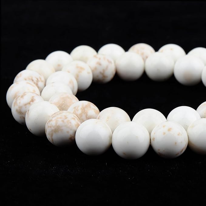 10mm Natural Stone Beads for Jewelry Making - Gemstone Round Loose Beads for Bracelets(35-38pcs, Magnesitee)