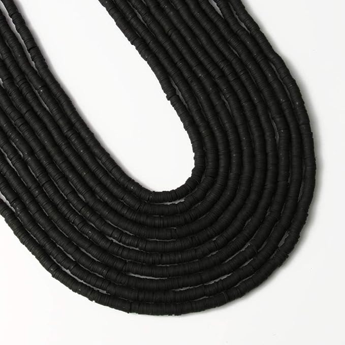 3600 pcs Black Clay Beads for Bracelets Making, 10 Strands Flat Round Polymer 6mm Spacer Heishi Beads for Jewelry Making Earring Necklace