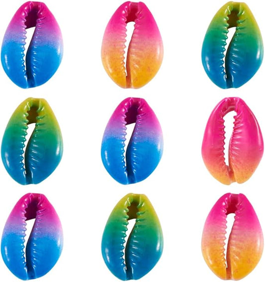 Cheriswelry 10pcs Two Tone Natural Cowrie Shell Beads Spray Painted No Hole Seashell Ocean Summer Beach Loose Spacer Beads Colorflu Charms 20~26mm for DIY Craft Bracelet Jewelry Making