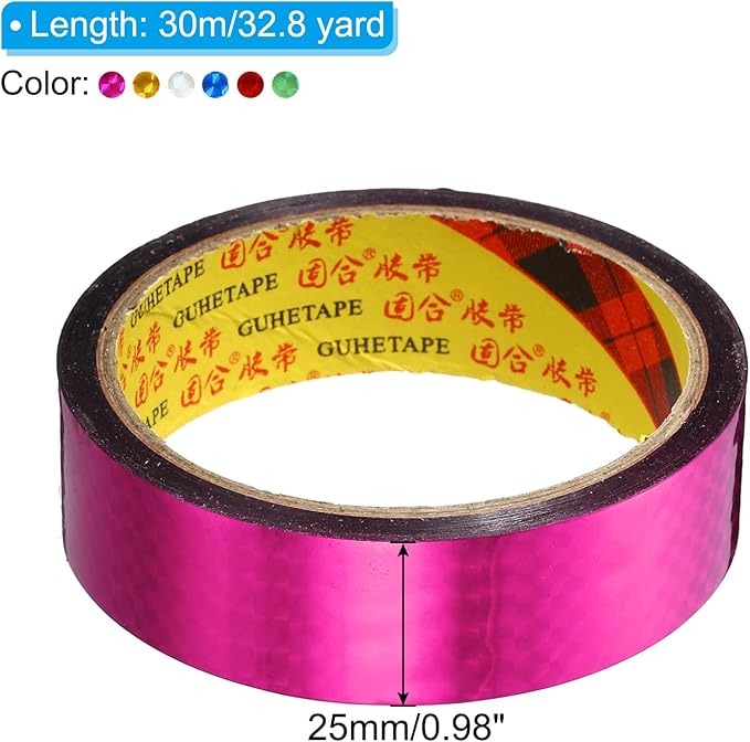 PATIKIL Prism Tape 1 Inch x 32.8 Yards, 6 Pack Holographic Metalized Reflective Self Adhesive for DIY Art Craft Wrap Wall Decoration, Assorted Color