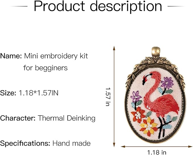 ZOCONE 6 Packs Embroidery Necklace Kit, Embroidery Pendant Kit Mini Cross Stitch Kit with 4 Hoops, Necklace, Pendant, Stamped Pattern Cloth, Instructions, etc., Embroidery Kit for Adults