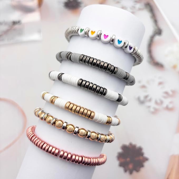 ZSFLZS 1200pcs 6mm Flat Round Spacer Beads for Bracelets Making, Heishi Polymer Flat Disc Spacer Bead for Jewelry Making, Spacer Beads for Bracelets Clay Beads for Jewelry Making