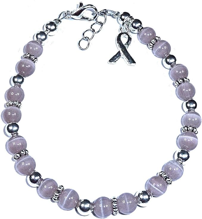 Hidden Hollow Beads DIY Craft Beading Kit, Everything to Make Cancer Awareness Bracelets, Uses Wire, Crimps and Clasps, Fundraising and Gifts (All Survivors - Lavender - Makes 5)