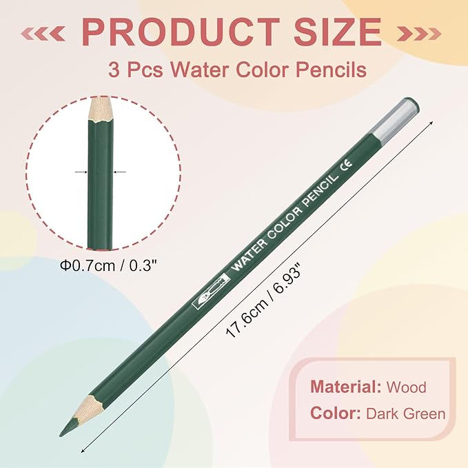 PATIKIL Watercolor Pencils, Dark Green Color Pencil Set Sketch Coloring Drawing Colored Pencils Bulk Artist Drawing Supplies for Adult Coloring Book Blending, 3 Pcs