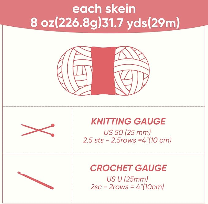 8 Jumbo Packs Chunky Chenille Yarn for Crocheting, 31.7 yds, 8 oz Each Skein Bulky Thick Fluffy Yarn for Knitting, Super Bulky Chunky Yarn for Hand Knitting Blanket, Soft Plush - Pink