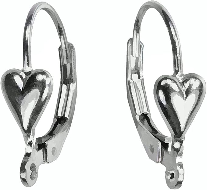 ugems sterling 6 silver heart leverback findings components usa made 925 open loop design handcraft supply classic style jewelry making parts bright finish 3 pairs spring closure sku j-4172