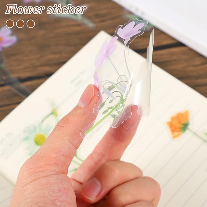 160 Pieces Natural Flower Stickers for Scrapbooking, Self-Adhesive Scrapbooking Stickers Supplies Journal for Adult Card Making Letters DIY
