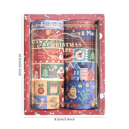 Christmas Theme Washi Tape Set, 12 Rolls Christmas Washi Tape Writable Decorative Tapes for Scrapbooking, Junk Journal Supplies, Bullet Journaling, 0.6"x79" per Roll