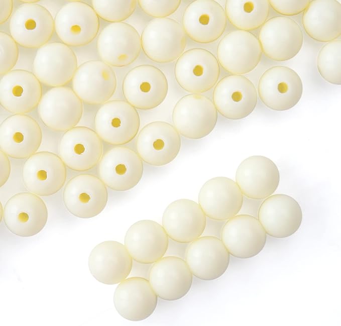500pcs 8mm smooth beige acrylic round beads, round acrylic balls gumball beads, bubblegum beads chunky beads, plastic resin beads for necklace and bracelet making, crafting supplies