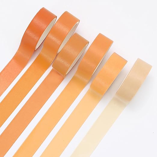 Whaline 6 Rolls Orange Washi Tape Set 6 Gradient Colors Fall Masking Tape Solid Color Decorative Tape for DIY Crafts Scrapbook Journal Planner Gift Wrapping Supplies, 60 Ft