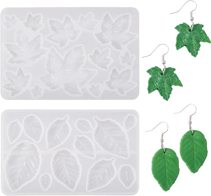 25 Styles Leaf Charms Silicone Molds Resin Mold Assorted Tree Leaves Pendants Resin Casting Molds for Crafts DIY UV Epoxy Summer Spring Earring Keychain Making Supplies