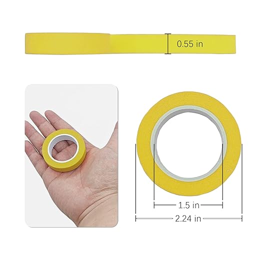 8PCS Colored Masking Tape - Yellow Painters Tape, Tape for Kids Art Supplies, Great for Crafts, Labeling, DIY Decorative, 1/2 Inch Colored Tape Rolls- Tiny Size