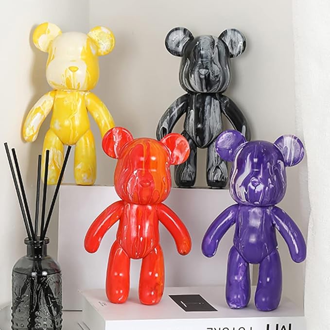 HANDA DIY Painting Fluid Bear Teddy Bear Painting Kit Set Creative Home Decorations Handmade Doll Figurine Toys Gift for Birthday Valentines (5 Colors Acrylic Paints, no Bear)