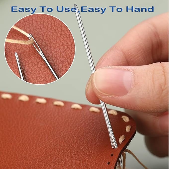 9 Pcs/3 Sizes Large-Eye Blunt Needles, Double Flexible Tape Measure, Steel Yarn Needle with Needle Threader, Tapestry Needle for Sewing Crochet Knitting Embroidery(Silver 2.08in/2.36in/2.76in)