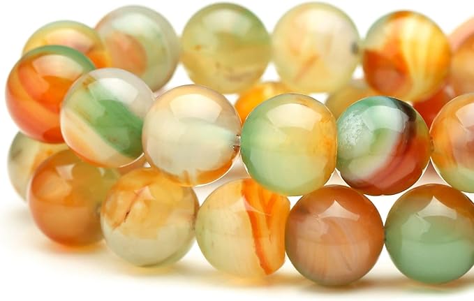 youngbling natural gemstone beads for jewelry making,10mm peacock agate polished round smooth stone beads for bracelet necklace 15 inch(peacock agate,10mm)