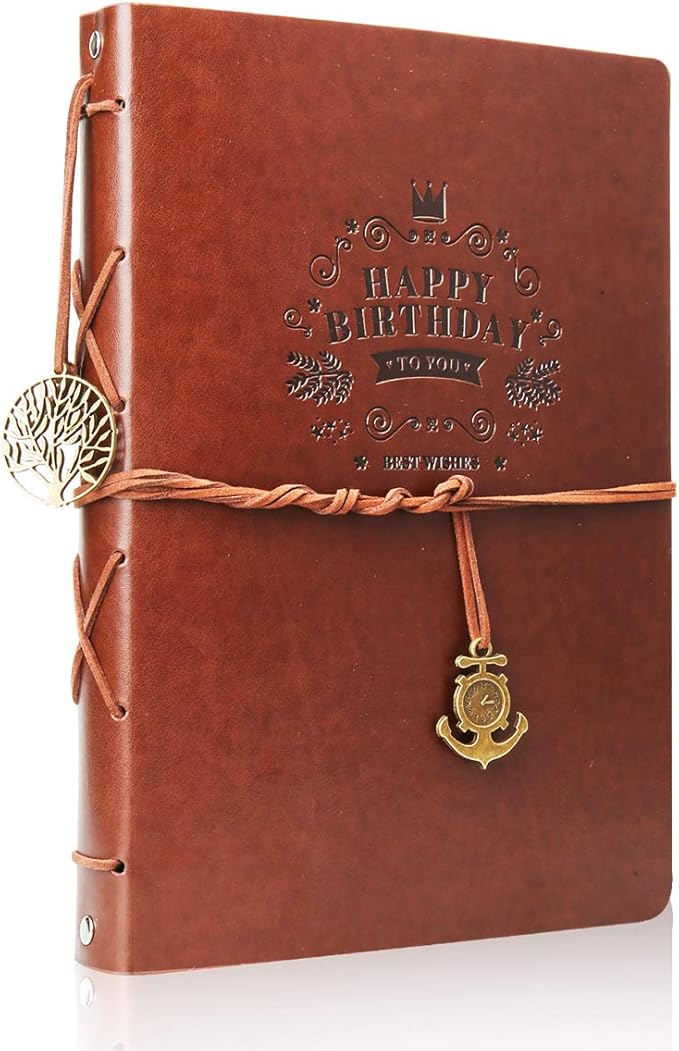ThxMadam Leather Scrapbook Album 60 Pages Vintage Love Photo Album,11 * 8.1 Inch Scrapbook for Couples-DIY Memory Book,Birthday/Wedding Guest Book Gift for Anniversary Mother's Day