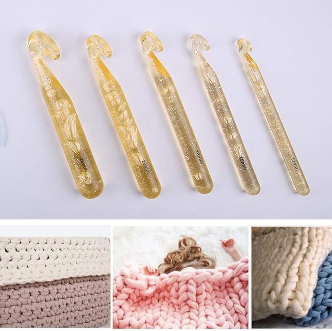 Mayboos 37 Pcs Large Crochet Hooks Set, 25mm 20mm 18mm 15mm 12mm Crochet Hooks, with 9 Pieces Large Eye Blunt Needles, Large Crochet Hooks for Chunky Yarn, Handmade DIY Crafts, Carpets, Scarves