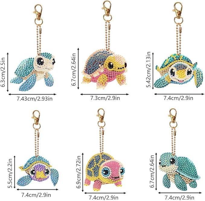 Diamond Painting Keychains Kits, Double Sided Diamond Art Keyrings for Adults, DIY Art Key Rings Ornaments Kits