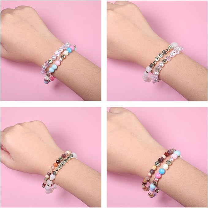 Yochus 1000pcs Gold Letter Beads for Bracelets, 4x7mm Black Alphabet A-Z Beads Friendship Bracelets Jewelry Making Kit Earring Bracelet Making Kit for Teen Gifts