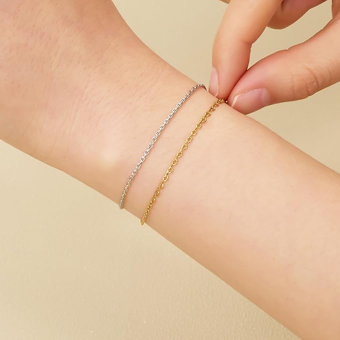 SMYHTGLIF 32.8 Feet Thin Cable Chain for Jewelry Making Gold Stainless Steel Bulk Chain Rolo Craft Jewelry
