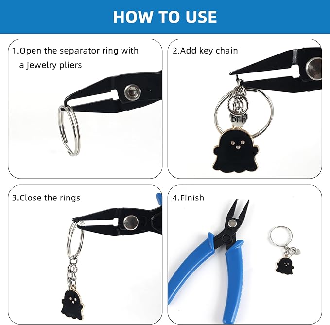 Split Ring Pliers Jewelry Making Tools Jump Ring Opener Tool Keychain Pliers for Opening Split Rings Jump Rings Jewelry Plier for Bracelet Fishing Beading DIY Craft Jewelry Making Supplies