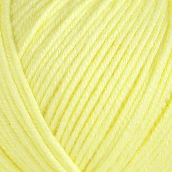 Estako Happy Cotton, (4 Skeins Pack) 60% Cotton 40% Acrylic Yarn, Soft, Fine/Sport (2) for Crochet and Knitting (4 x 1.76 Oz) / (4 x 180 Yrds) (4840 - Lemon)