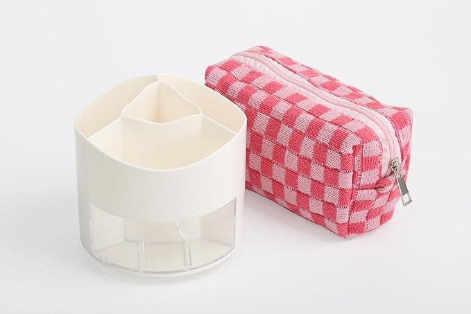 Crochet Hook Case & Bag Combo, 360° Rotating Crochet Hooks Holder for Craft Table, Plus an On-the-go Crocheting Project Organizer Bag