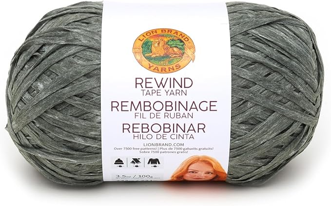 Lion Brand Yarn, Bulky Tape Rewind Yarn for Knitting and Crocheting, Olive You, 1 Pack
