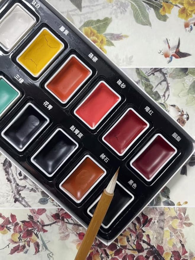 Easyou Marie's Chinese Painting Color Solid Pigment Watercolor Set Pigment 12plate*12colors