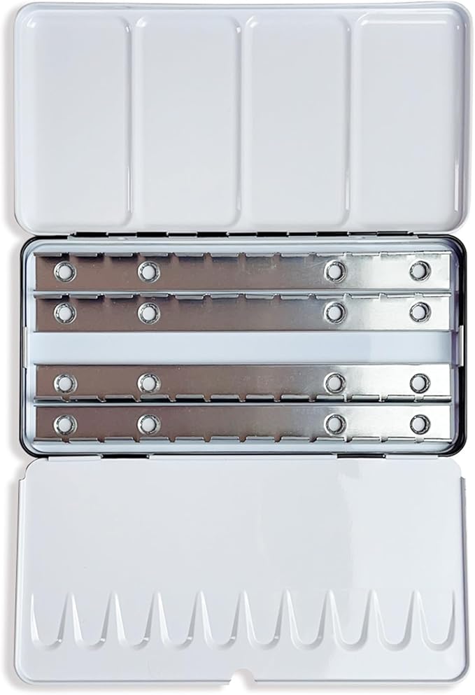 FCLUB Empty Watercolor Tins Palette Paint Case Large Watercolor Palette Box Metal Tin - Will Hold 48 Half Pans or 28 Full Pans