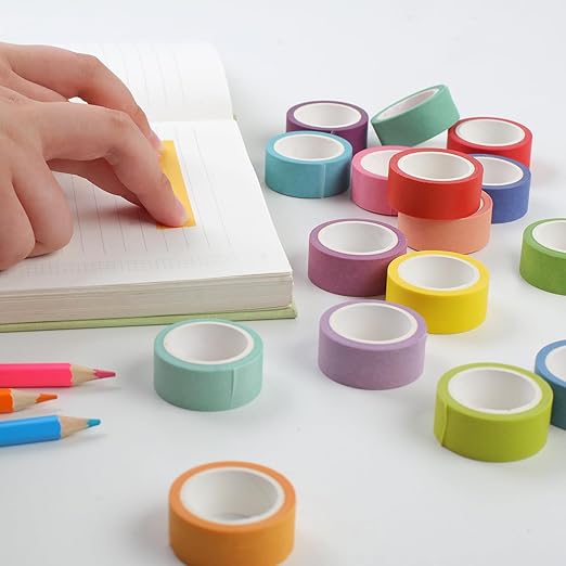 Phinus Washi Tape Set, 16 Pack Decorative Tape, Multicolor, 15mm x 5m, Reusable, Ideal for Gift Wrapping, Journaling, Crafting, Decoration