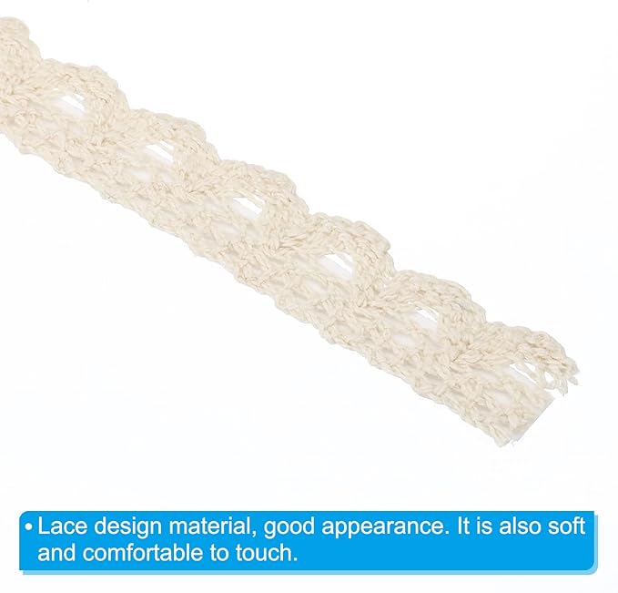 PATIKIL Lace Ribbon Self-Adhesive Lace Tape, 2 Rolls Cotton Masking Sticker for Detailing Accent Wall Decor Art, Beige