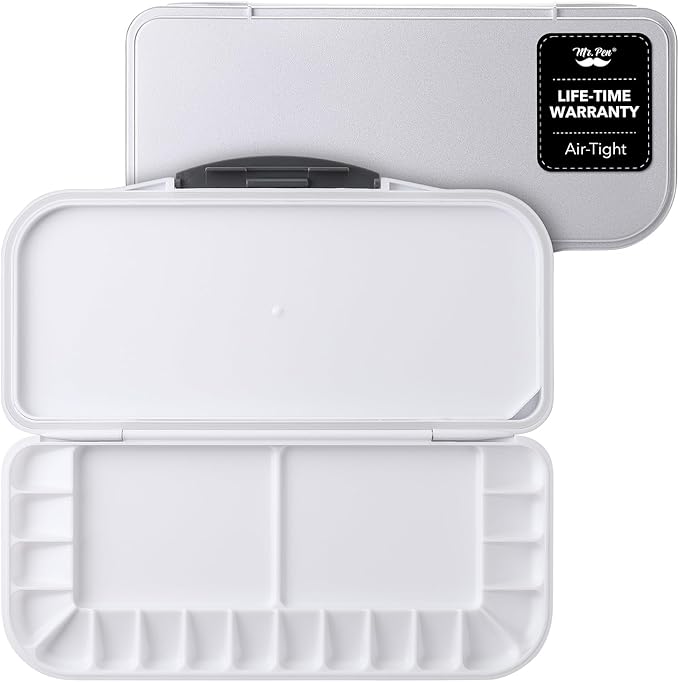 Mr. Pen Airtight 18-Well Watercolor Palette with 2 Mixing Areas and Lid - Folding Paint Tray