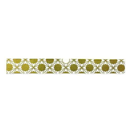 Wrapables Colorful Washi Masking Tape, Metallic Gold Stars and Polygon