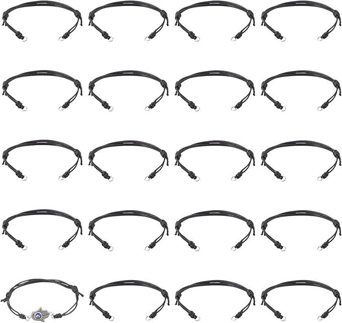 KISSITTY 20pcs Adjustable Bracelet Cords for Connector Charms Waxed Polyester Thread Cord Black Color Half Finished Bracelet for Friendship Bracelets Jewelry Making