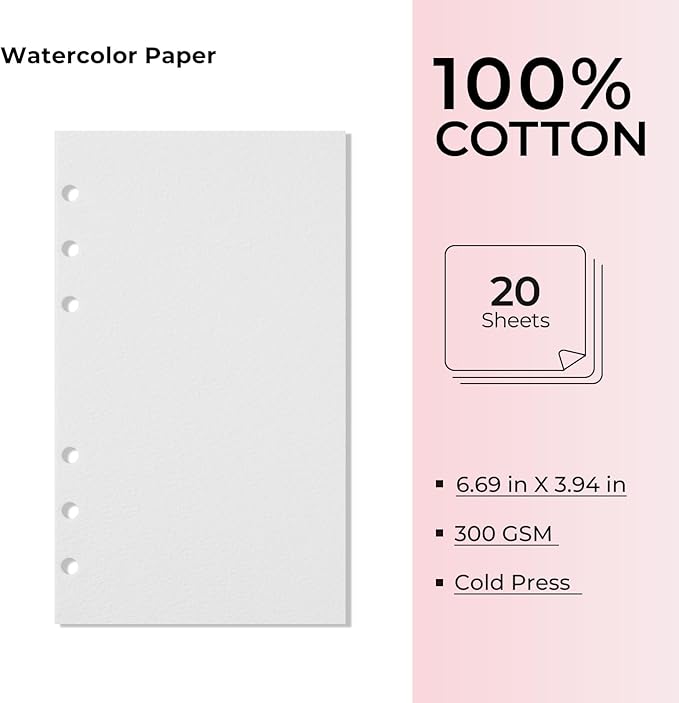 Travel Watercolor Sketchbook Set - 100% Cotton Cold Press 6.7x3.9 Inch Binder Art Journal with 36-Well Ceramic Paint Palette & 2 Travel Watercolor Brushes for Artists Outdoor Painting
