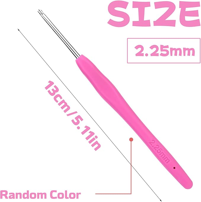 2.25 mm Crochet Hook, Ergonomic Handle for Arthritic Hands, Extra Long  Knitting Needles for Beginners and Crocheting Yarn (2.25 mm)