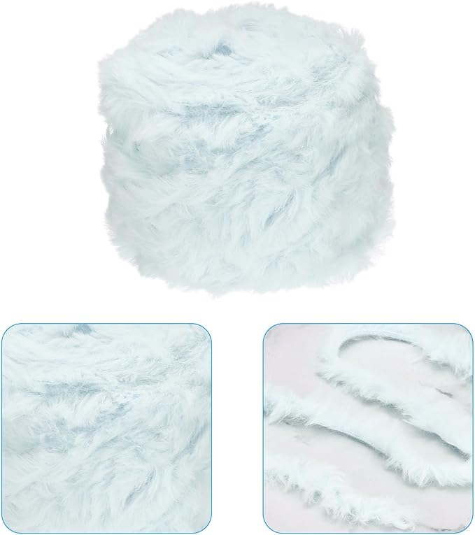 PATIKIL Faux Fur Yarn, Sky Blue, 70 Yards, Soft Chunky Polyester Plush Fur Eyelash for Crocheting Knit Blanket Rug Sweater Scarf Hat Bear Craft
