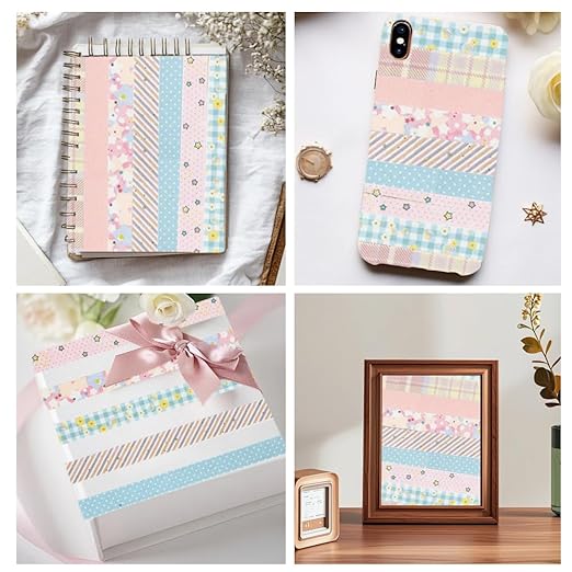 Washi Tape Set 20 Rolls Cute Vintage Washi Tape Decorative Tapes Adhesive Craft Washy Pattern Tapes for Scrapbooking Arts DIY Crafts Journal Planners Gift Wrapping Junk Journal Supplies, Cute