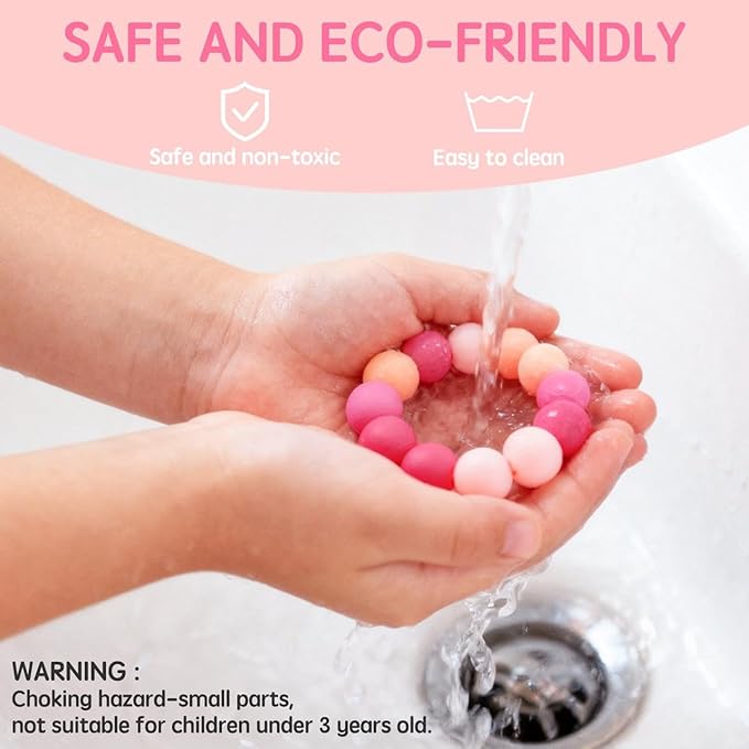 ZIFTY 150Pcs Silicone Beads for Keychain Making Kit 15mm Bulk Loose Round Rubber Silicone Focal Beads for Pens, Necklace Bracelet Making Kit, Jewelry, Art, Crafts, DIY(Pink)