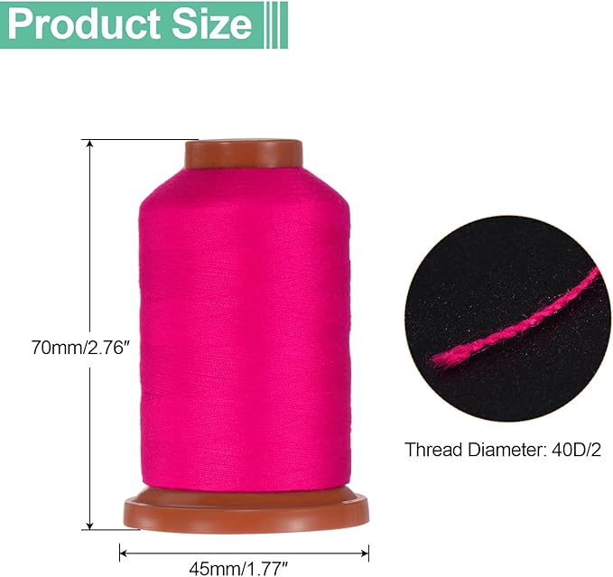 uxcell 40D/2 Sewing Thread 1100 Yards Polyester Household Sewing String Hand Stitching Polyester Cord for Clothing Stitching Shoe Bag Repairing DIY Craft Neon Pink